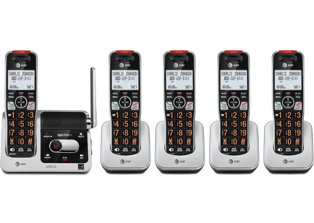AT&T BL102-5 DECT 6.0 5-Handset Cordless Phone for Home with Answering Machine